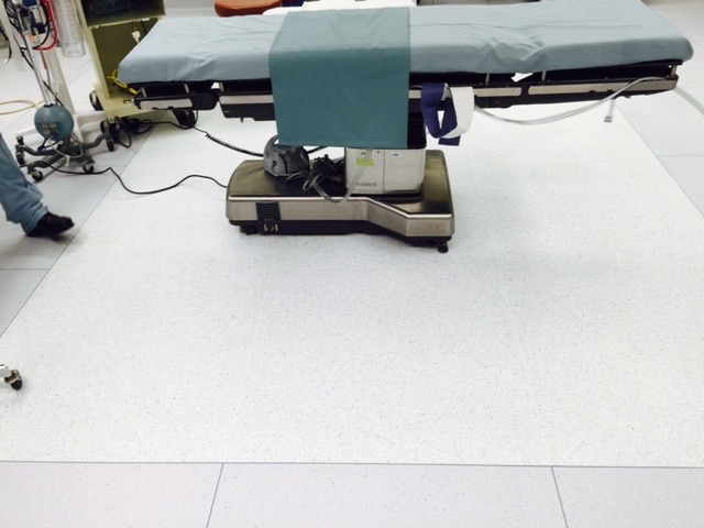 Hospital flooring in an operating room